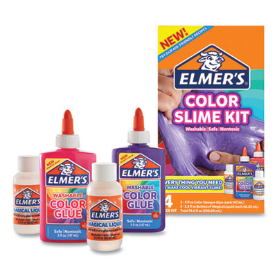 Color Slime Kit, (1) 5 oz Pink Color Glue, (1) 5 oz Purple Color Glue, (2) 2.3 oz Elmer's Magical Liquid EPI2062233