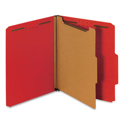 Classification Folders Letter Size 4 Section, 1 Divider, Ruby Red Pressboard, Top Tab,  10/Box UNV10203