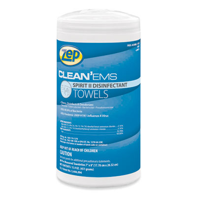 Clean'Ems Spirit II Towels, 8 x 7, Citrus, 80/Canister, 6 Canisters/Carton ZPP650880