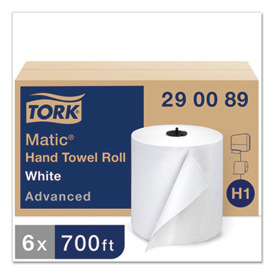 Advanced Matic Hand Towel Roll, 7.7" x 700 ft, White, 6 Rolls/Carton TRK290089
