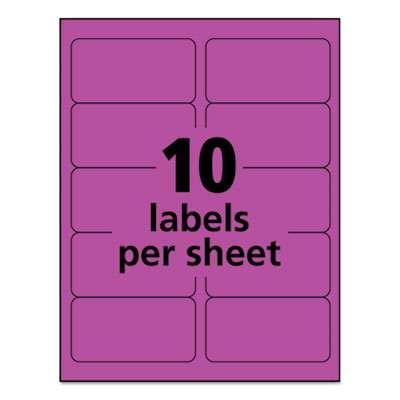 High-Visibility Permanent Laser ID Labels, 2 x 4, Neon Magenta, 1000/Box