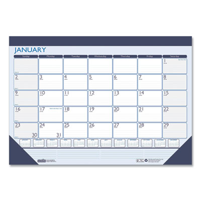 Recycled Contempo Desk Pad Calendar, 22 x 17, White/Blue Sheets, Blue Binding, Blue Corners, 12-Month (Jan to Dec): 2022 HOD151