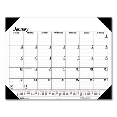 Recycled One-Color Dated Monthly Desk Pad Calendar, 18.5 x 13, White ...