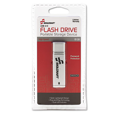 7045015584985, SKILCRAFT Ultra-Slim Flash Drive, 8 GB, Silver