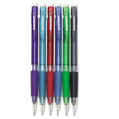 7520015654871, SKILCRAFT Prism Mechanical Pencil, 0.7 mm, Black Lead, Assorted Barrel Colors, Dozen