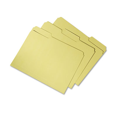7530015664136 SKILCRAFT Recycled File Folders, 1/3-Cut 2-Ply Tabs: Assorted, Letter Size, 0.75" Expansion, Yellow, 100/Box NSN5664136
