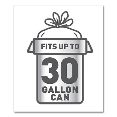 Large Quick-Tie Trash Bags, Extra Strong, 30 gal, 0.81 mil, 30 x 33, Black, 40 Bags/Box, 4 Boxes/Carton