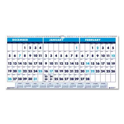 House of Doolittle™ 100% Recycled Three-Month Format Wall Calendar