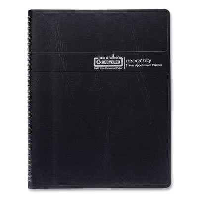 Recycled Monthly 5-Year/62-Month Planner, 11 x 8.5, Black Cover, 62-Month: Dec 2024 to Jan 2030