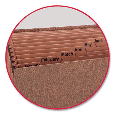 TUFF Expanding Open-Top Stadium File, 12 Sections, 1/12-Cut Tabs, Legal Size, Redrope