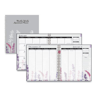 Recycled Wild Flower Weekly/Monthly Planner, Wild Flowers Artwork, 9 x 7, Gray/White/Purple Cover, 12-Month (Jan-Dec): 2022 HOD295674