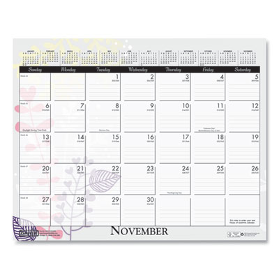 Recycled Wild Flower Wall Calendar, Wild Flowers Artwork, 15 x 12, White/Multicolor Sheets, 12-Month (Jan to Dec): 2025