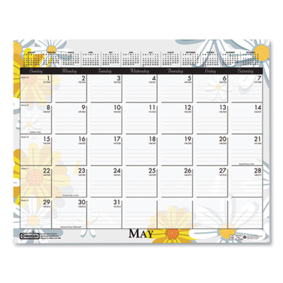 Recycled Wild Flower Wall Calendar, Wild Flowers Artwork, 15 x 12, White/Multicolor Sheets, 12-Month (Jan to Dec): 2025