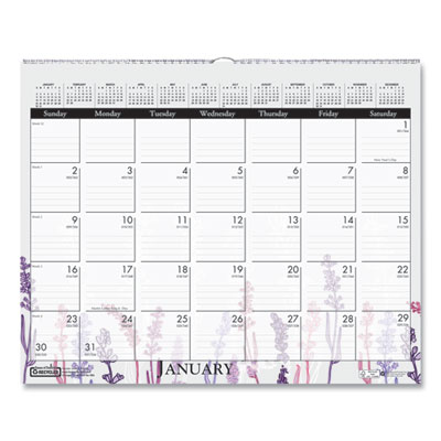 Recycled Wild Flower Wall Calendar, Wild Flowers Artwork, 15 x 12, White/Multicolor Sheets, 12-Month (Jan to Dec): 2022 HOD3469