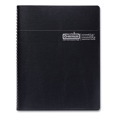 Recycled Monthly Weekly 7 Day Planner, 8.75 x 6.88, Black Cover, 12-Month (Jan to Dec): 2025