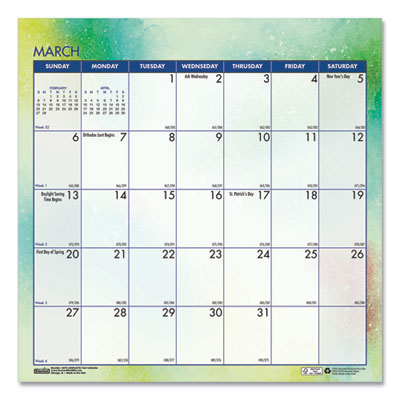 Recycled Cosmos Tent Calendar, Night Sky Artwork, 6 x 6, White/Multicolor Sheets, 12-Month (Jan to Dec): 2025