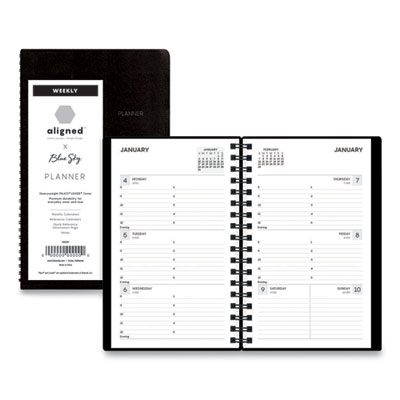 Aligned Weekly Contacts Planner, 6 x 3.5, Black Cover, 12-Month (Jan to Dec): 2023 BLS123854