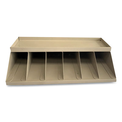 Coin Wrapper and Bill Strap Single-Tier Rack, 6 Compartments, 10 x 8.5 x 3, Steel, Pebble Beige CNK500014