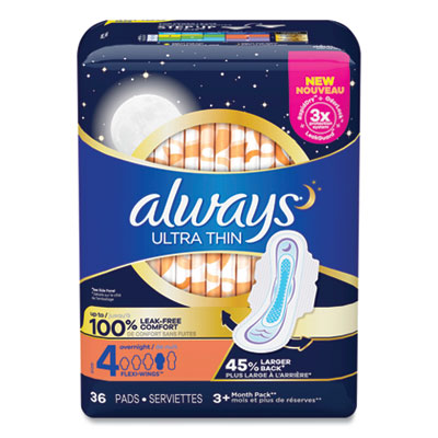 Always® Ultra Thin Overnight Pads with Wings