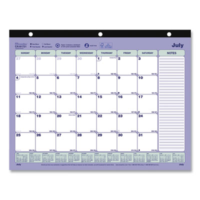Brownline® Academic 13-Month Binder-Insertable Desk Pad Calendar