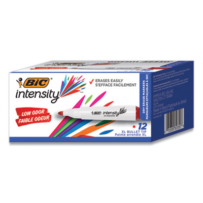 Intensity Low Odor Chisel Tip Dry Erase Marker, Extra-Broad Bullet Tip, Red, Dozen
