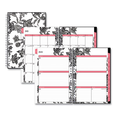 Analeis Create-Your-Own Cover Weekly/Monthly Planner, Floral, 8 x 5, White/Black/Coral, 12-Month (July to June): 2022 to 2023 BLS130608