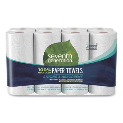 100% Recycled Paper Towel Rolls, 2-Ply, 11 x 5.4 Sheets, 156 Sheets/RL, 8 RL/PK SEV13739PK