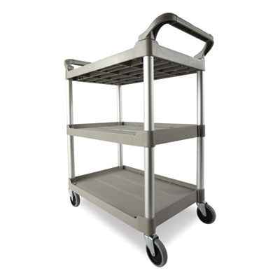 Three-Shelf Service Cart, Plastic, 3 Shelves, 200 lb Capacity, 18.63