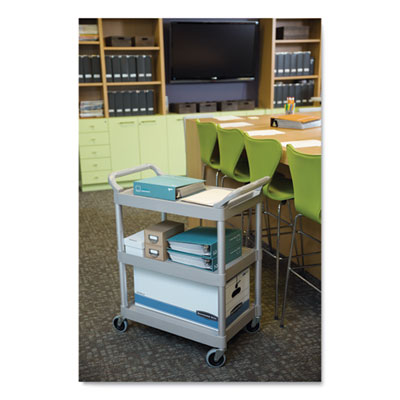 Three-Shelf Service Cart, Plastic, 3 Shelves, 200 lb Capacity, 18.63