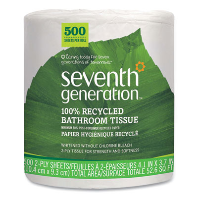 100% Recycled Bathroom Tissue, Septic Safe, 2-Ply, White, 500 Sheets/Jumbo Roll, 60/Carton SEV137038