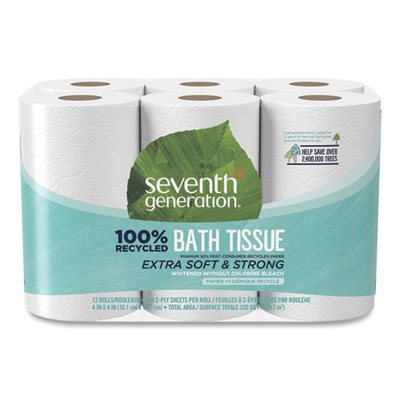 100% Recycled Bathroom Tissue, Septic Safe, 2-Ply, White, 240 Sheets/Roll, 48/Carton SEV13733CT