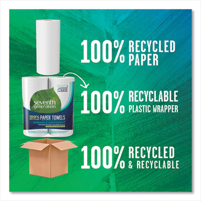 100% Recycled Paper Kitchen Towel Rolls, 2-Ply, 11 x 5.4, 140 Sheets/Roll, 2 Rolls/Pack, 12 Packs/Carton
