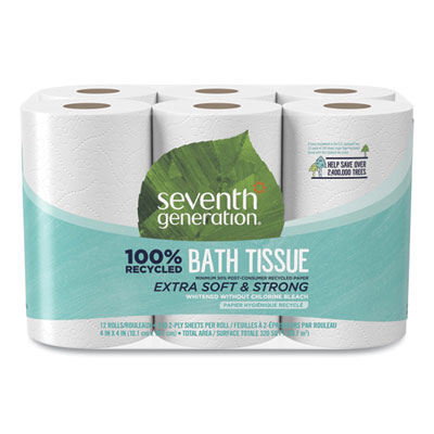 100% Recycled Bathroom Tissue, Septic Safe, 2-Ply, White, 240 Sheets/Roll, 12/Pack SEV13733PK