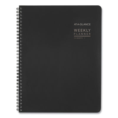 Contemporary Lite Weekly/Monthly Planner, 11 x 8.25, Black Simulated Leather Cover, 12-Month (Jan to Dec): 2025