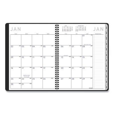 Contemporary Lite Weekly/Monthly Planner, 11 x 8.25, Black Simulated Leather Cover, 12-Month (Jan to Dec): 2025