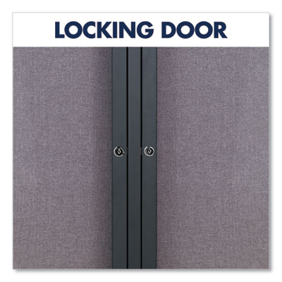 Enclosed Indoor Fabric Bulletin Board with Two Hinged Doors, 48