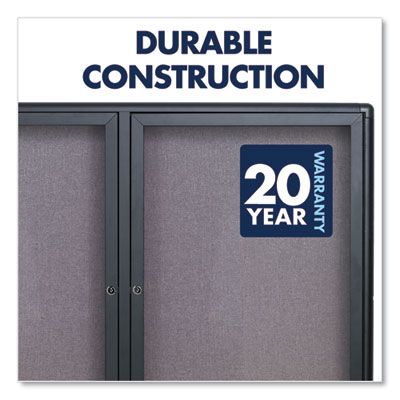 Enclosed Indoor Fabric Bulletin Board with Two Hinged Doors, 48
