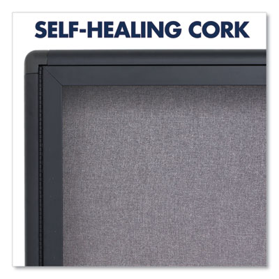 Enclosed Indoor Fabric Bulletin Board with Two Hinged Doors, 48