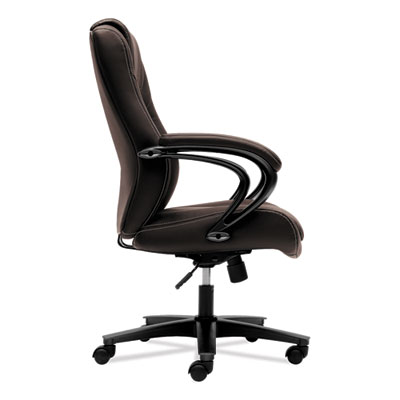 HON Hvl402 Series Executive High-Back Chair, Supports Up To 250 Lb, 17" To 21" Seat Height, Brown Seat/back, Black Base (BSXVL402EN45) BSXVL402EN45