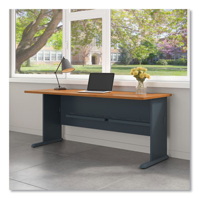 Bush Enterprise Collection Double Pedestal Desk, 70.13" X 28.63" X 29.75", Harvest Cherry, (box 2 Of 2) (BSH2972CSA203) BSH2972CSA203