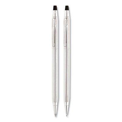 Classic Century Ballpoint Pen and Pencil Set, 0.7 mm Black Pen, 0.7 mm HB Pencil, Chrome/Black Barrels CRO350105