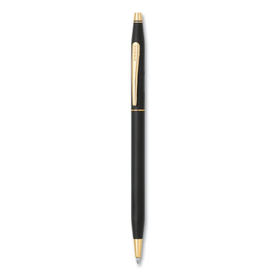 Classic Century Twist-Action Ballpoint Pen, Retractable, Medium 1 mm, Black Ink, Black/Gold Barrel CRO2502