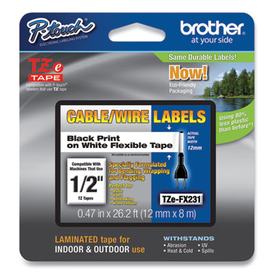 Brother P-Touch® TZe Flexible ID Laminated Labeling Tape