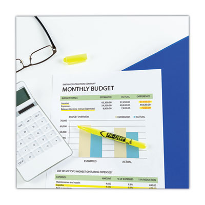 HI-LITER Pen-Style Highlighters, Fluorescent Yellow Ink, Chisel Tip, Yellow/Black Barrel, Dozen