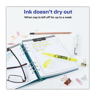 HI-LITER Pen-Style Highlighters, Fluorescent Yellow Ink, Chisel Tip, Yellow/Black Barrel, Dozen