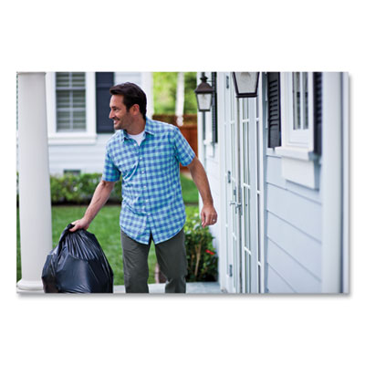Large Quick-Tie Trash Bags, Extra Strong, 30 gal, 0.81 mil, 30 x 33, Black, 40 Bags/Box, 4 Boxes/Carton
