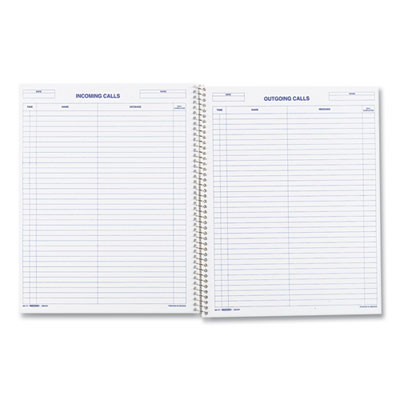 Wirebound Call Register, One-Part (No Copies), 11 x 8.5, 100 Forms Total
