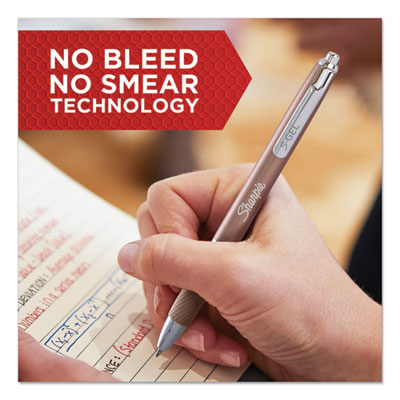 S-Gel Premium Metal Barrel Gel Pen, Retractable, Medium 0.7 mm, Black Ink, Champagne Barrel, Dozen