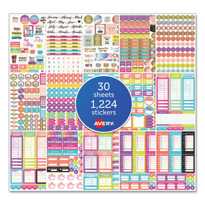 Budgeting Planner Stickers, Budget Theme, Assorted Colors, 1,224/Pack AVE6788