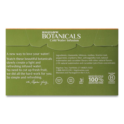 Bigelow Botanicals Watermelon Cucumber Mint Cold Water Herbal Infusion, 0.7 Oz Tea Bag, 18/box (BTC39004) BTC39004